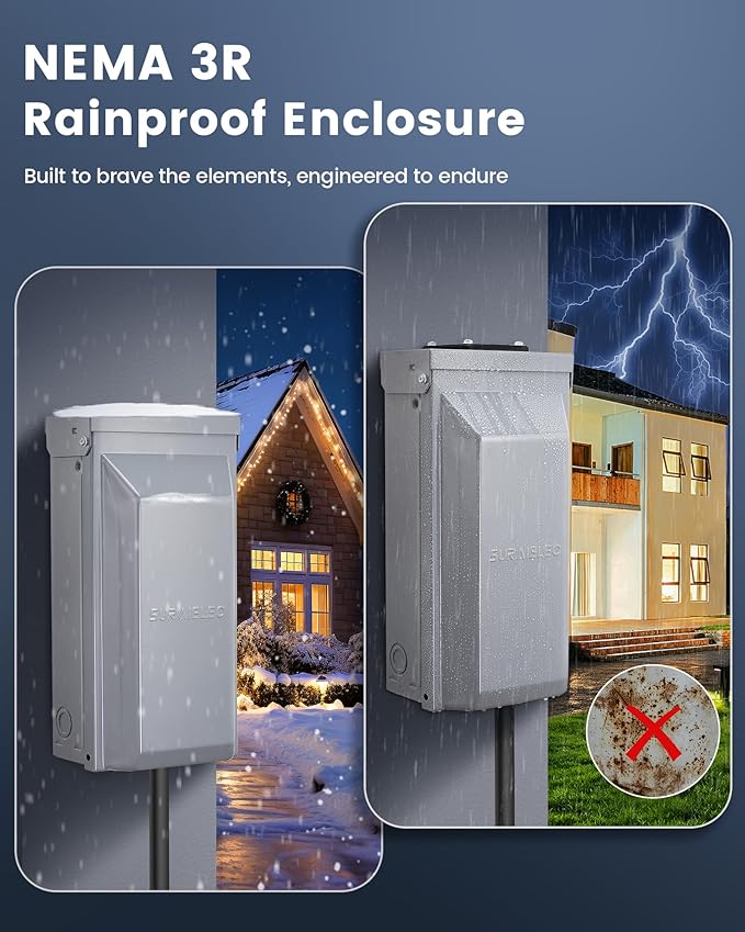 SURAIELEC 30 Amp Generator Power Inlet Box NEMA L14-30P Generator Box for Generator Cord 120/240V Weatherproof Outdoor Outlet Receptacle Outlet ETL Listed Ready for Emergency Use