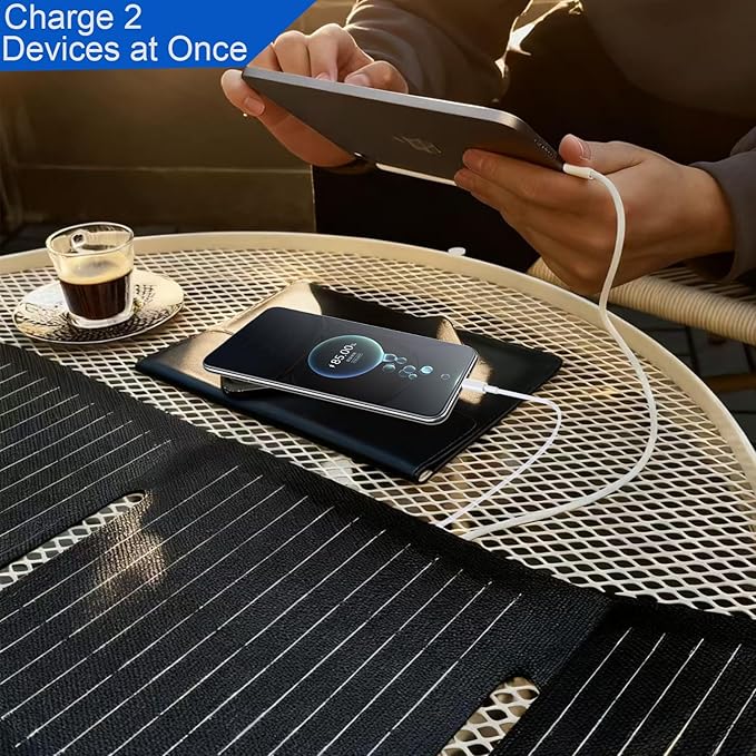 60W Portable Solar PanelsETFE Foldable Solar Panel with USB-C/USB-A/DC Ports for HikingCampingBackpackingIP65 Waterproof Small Folding Solar Charger for PhoneTabletsPower Bank