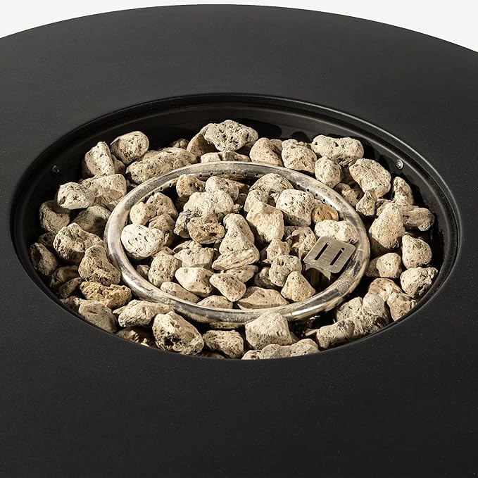 32'' Round Gas Fire Pit 50000 BTU Steel Outdoor Fire Tables Fire Table with Lid Add Warmth &amp Ambience to Gatherings and Parties On Patio Deck Garden Backyard Black.