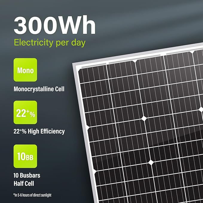 Newpowa 10BB 60 Watt 24 Volt Solar Panel High-Efficiency Monocrystalline PV Module Designed for 24V Off Grid System Charge Your Battery of RV Boat Camper Trailer Gate Opener