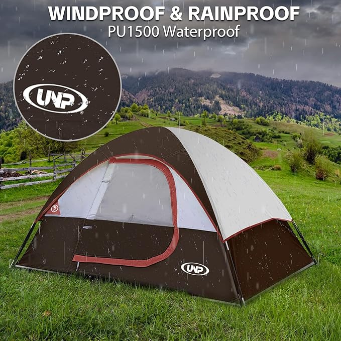 Camping Tent 2-4 Person Waterproof Windproof Tent with Rainfly Easy Set up-Portable Dome Tents for Camping…