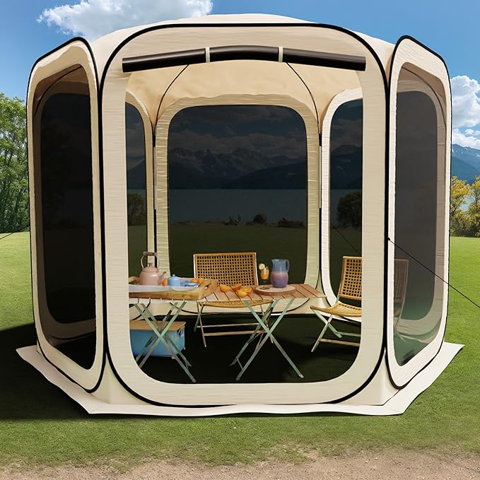 HOOYEAH Pop-up Screen House Tent Portable Screen Room Camping Canopy Instant Screen Tent Ultimate Outdoor Shelter with Carry Bag for Patio Backyard Garden and Outdoor Activities 10x10