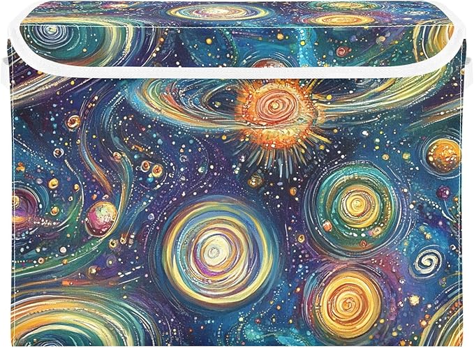 Storage Cube with Lid Abstract Galaxy Print 16.5×12.6×11.8 IN 1 Pack Collapsible Large Capacity Foldable Storage Basket Bin Organizer