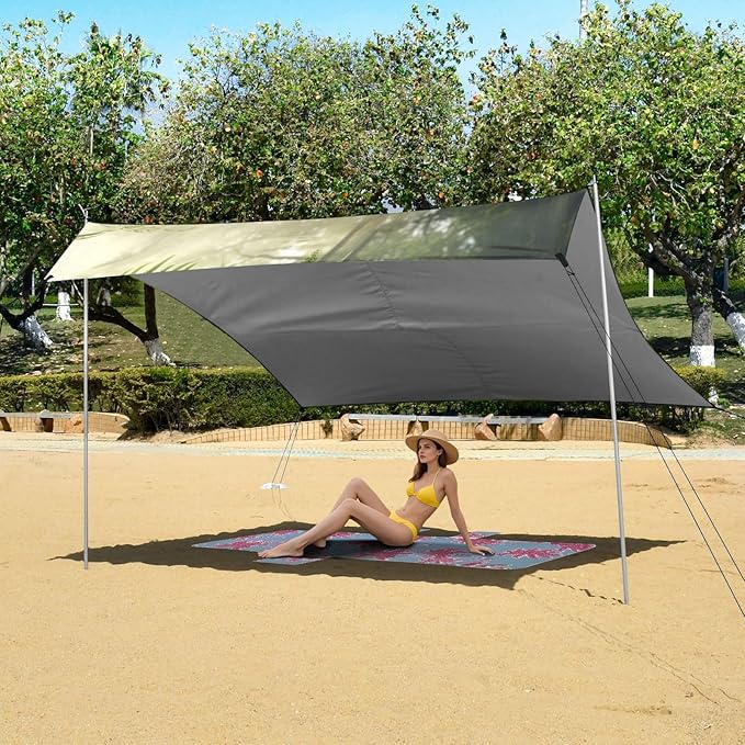 ALAZA Dinosaurs in The Forest 3D Render Illustration Beach Tent Sun Shelter Portable Canopy Sunshade for Outdoor Camping Picnics Backyard Fun 10x9 ft