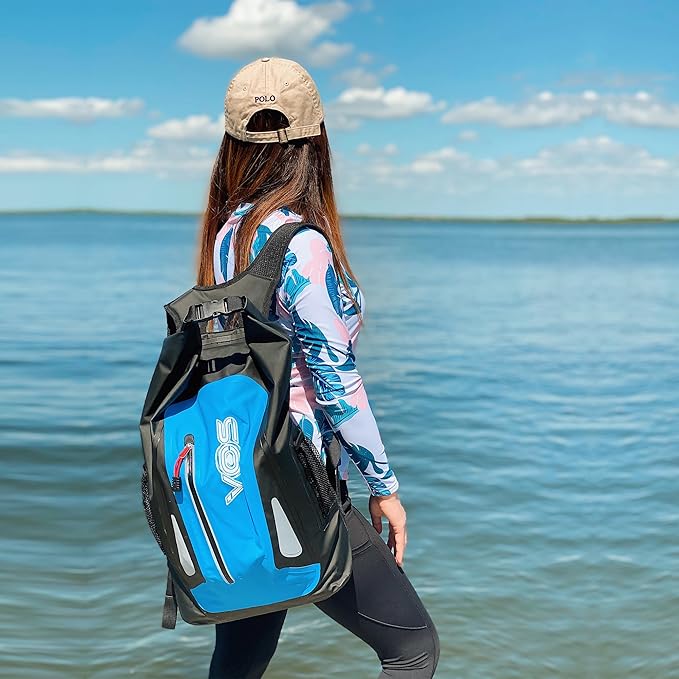 VOS Waterproof Premium Dry Bag | All-purpose Lightweight Dry Storage Backpack for Travel Swimming Boating Kayaking Camping Beach (Blue/Black)