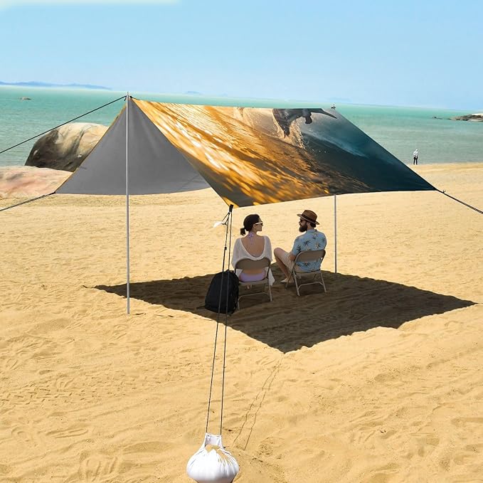 Dolphins Jumping Beach Tent Sun Shelter Set UPF50+ UV Protection 10.5 x 9.19 FT Camping Shade Canopy with Sandbags Sand Anchors Carrying Bag and Others