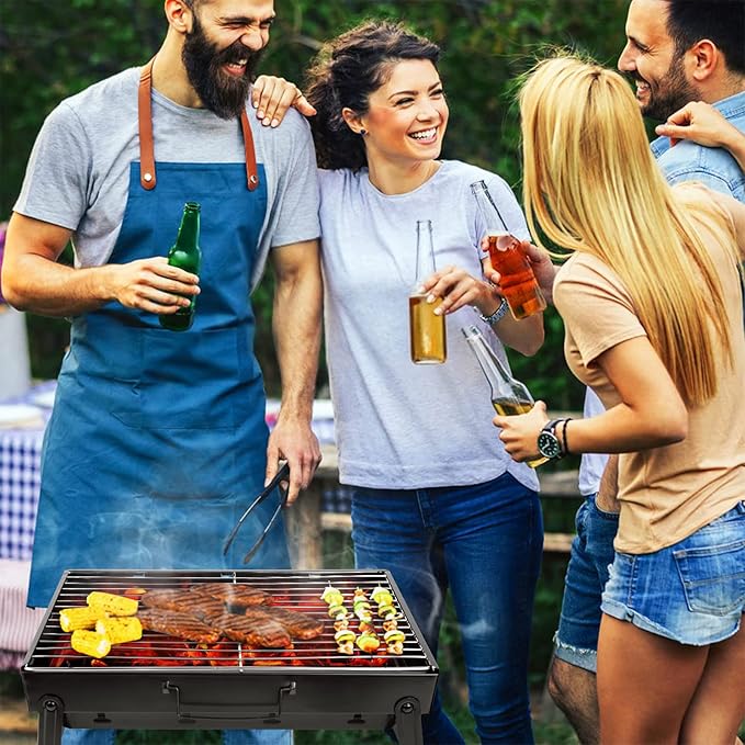 Uten Charcoal Grill BBQ Grill Folding Portable Lightweight smoker Grill Barbecue Grill Small desk Tabletop Outdoor Grill for Camping Picnics Garden Beach Party 17''x11.6''x 2.6''