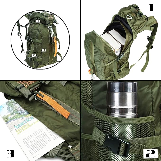 Tactical Backpack Flight Parachute Pack Large Lightweight Travel Backpack with Molle for Outdoor (Green)