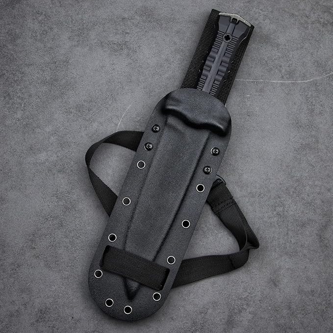 Dragon 12.8 Inch Sleipner Steel Full Tang Fixed BladeOutdoor Camping Tactics Hunting KnifeG10 Handle with leggings Kydex Sheath (Black handle black blade)