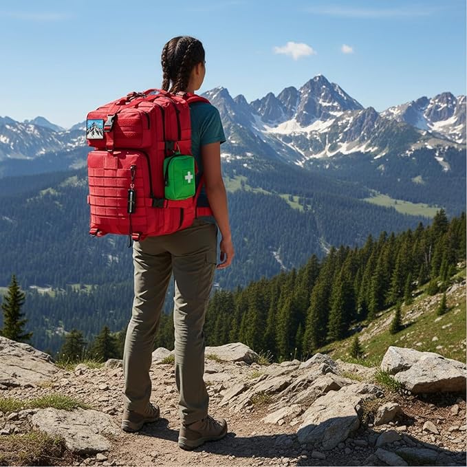 45L Military Tactical Backpack for Men &amp Women Bug Out Bag Assault pack Molle Daypack Hiking Trekking Rucksack(45L red)