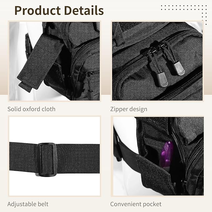 Tactical Drop Leg Backpack for Men Convertible Thigh Pouch with Adjustable Straps Multi-Use Outdoor Crossbody Bag for Adventure and Motorcycle