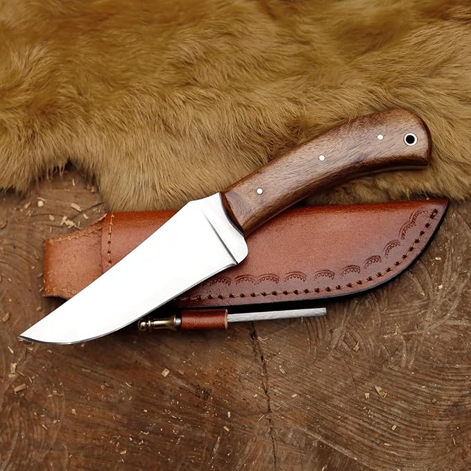 EdgeLandKnives® Hand Forged Tomahawk Axe and Knife Set Heavy Duty D2 Steel Throwing Axe and Knife Combo with Leather Sheath Perfect Outdoor Camping Hunting Set for Outdoorsmen and Adventurers EL41
