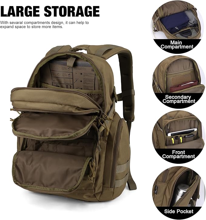 Mardingtop Military Tactical Backpack for Men 40L Molle Rucksack Assault Pack EDC Daypack for HikingTravelCamping Hunting