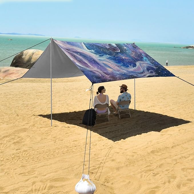 ALAZA Unicorn Galaxy Print Beach Tent Sun Shelter Portable Canopy Sunshade for Outdoor Camping Picnics Backyard Fun 10x9 ft