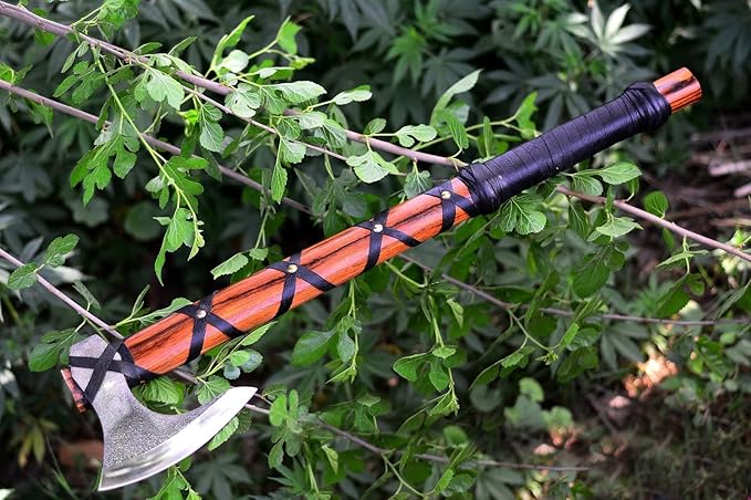 Custom Handmade Carbon Steel Blade Ragnar Viking Axe Tomahawk with Leather Sheath (RAG-01)