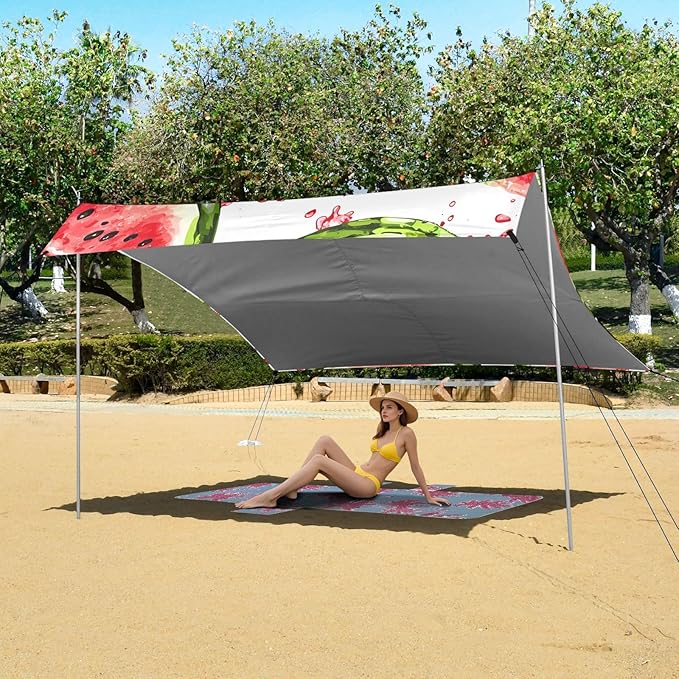 ALAZA Watermelon Watercolor Pattern Beach Tent Sun Shelter Portable Canopy Sunshade for Outdoor Camping Picnics Backyard Fun 10x9 ft