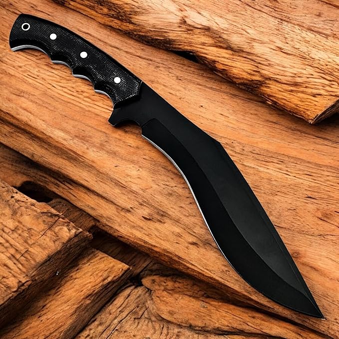 Poshland Handmade Kukri Knife with D2 Steel Blade Durable G10 Handle Premium Leather Sheath Ideal for Carving Hunting Outdoor Use and Gift for Adults