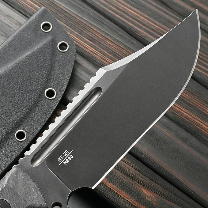 Sitivien ST20 Fixed Blade Knife 8MM Thick N690 Stainless Steel Blade Full Tang G10 Handle EDC Fixed Knifes for Outdoor Working Camping Hunting(Black)