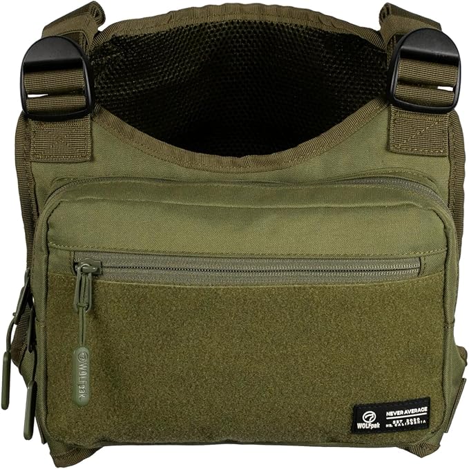 WOLFpak Utility Chest Pack w/CCW Holster |Tactical Waterproof 900D EDC Front Mount Vest Bag Adjustable Concealed Carry Chest Rig for Men &amp Women (OD Green)