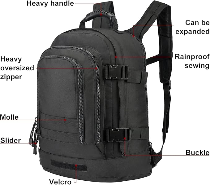 Large 3 Day Expandable 39L-64L Backpack Military Tactical Hiking Camping Daypack