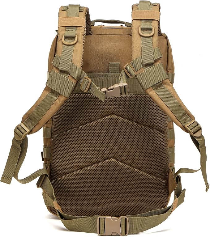 50L Sturdy Waterproof Fishing Hunting Bag Outdoor Military Tactical Sports Fitness Camping Hiking GYM Bag Backpacks (Khaki)