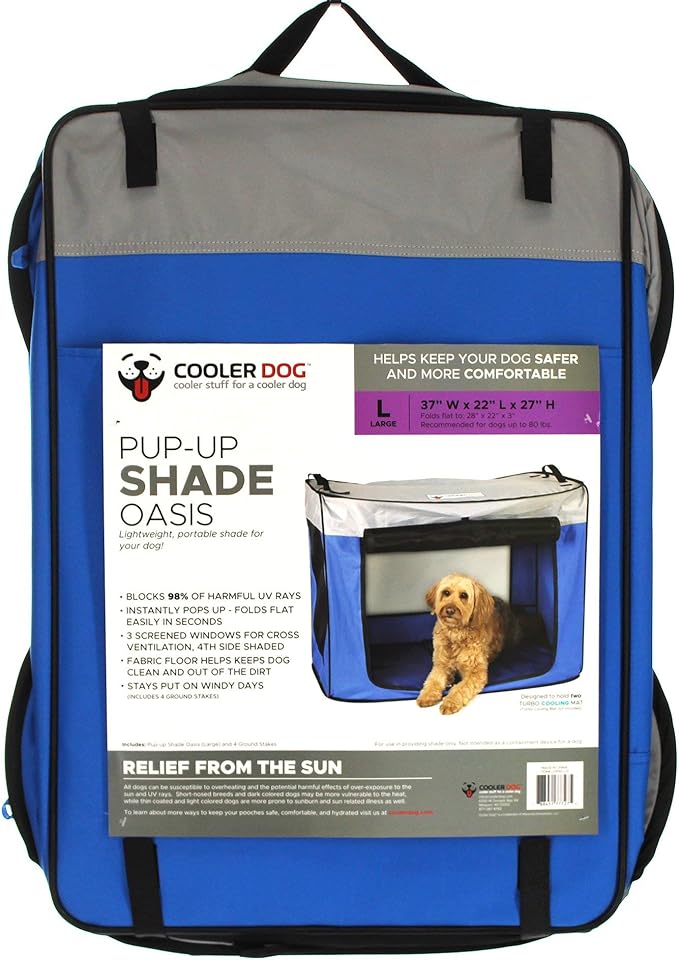CoolerDog Pop Up Dog Shade Tent – Portable UV Sun Protection Shelter for Large Dogs Outdoor Beach &amp Camping Sun Shade (Large)