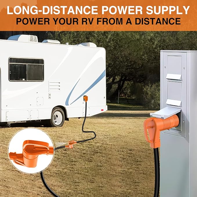 Nilight 25FT 50 Amp RV Extension Cord with Adapter 30Amp to 50Amp 250V Heavy Duty 6/3+8/1 Gauge Pure Copper STW Wire UL ETL Listed 4 Prong 14-50P 14-50R Weatherproof Suit for Generators Camper
