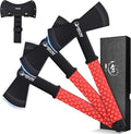 Dream Reach Throwing Axe Set - 3PCS Full Tang Handle Double Sided Throwing Hatchets with TPR Rubber Sleeve and Protective Sheaths for Recreation and Competition