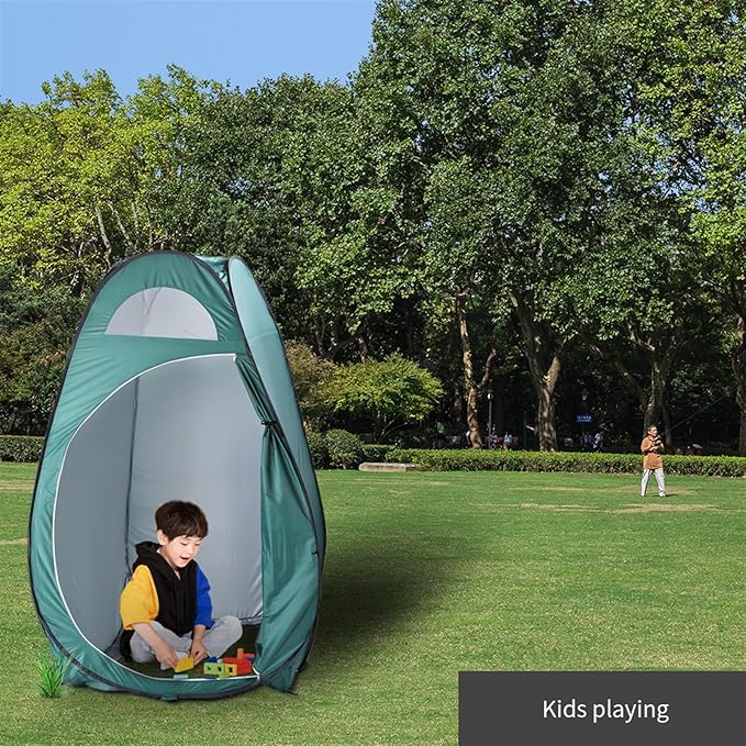 Portable Pop-up Toilet Privacy Shelter Tent for AdultsFoldable Shower Camping TentInstant Changing Dressing Room Rain ShelterOutdoor Toilet Stall for Hiking Beach FishingLightweight&ampSturdy Gre