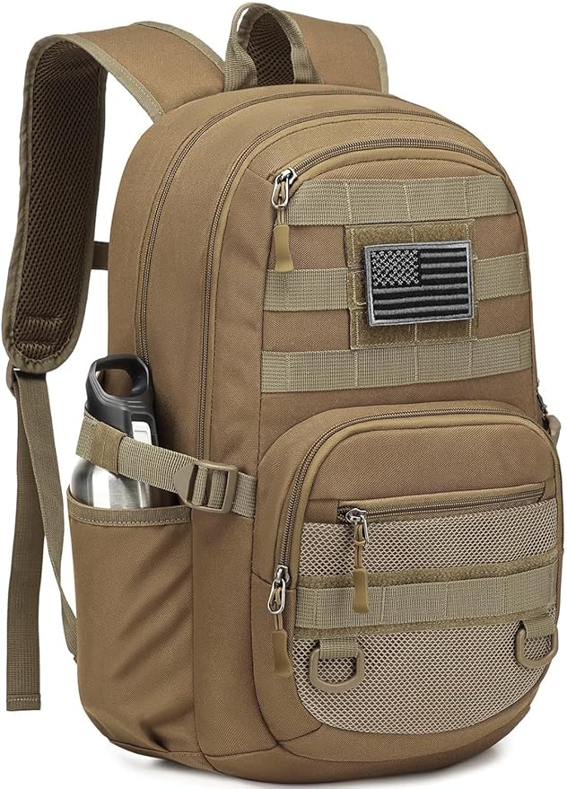 25L Military Tactical Backpack - Molle Army 3 Days Assault Pack Out Bag Hiking Rucksack Brown