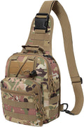 Tactical Sling Backpack Military Outdoor Sport Bag - EDC Molle Sling Shoulder Bag for Daily Carry &amp Outdoor Use (Brown-A)