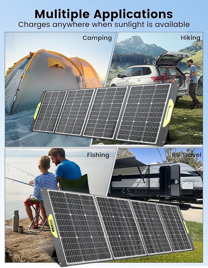 Greenmagic Portable 400 Watt Solar Panel 39V 400W Foldable Panel Solar Charger Lightweight Durable Compatible with Most 40v Portable Solar Generator Power Station on The Market for RV Camping Home