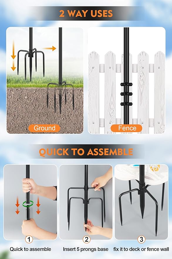 FEED GARDEN String Light Poles for Outside10FT Metal Poles for Outdoor String Lights Stand Poles for Deck Garden Patio Wedding Backyard Christmas Party 6 Pack