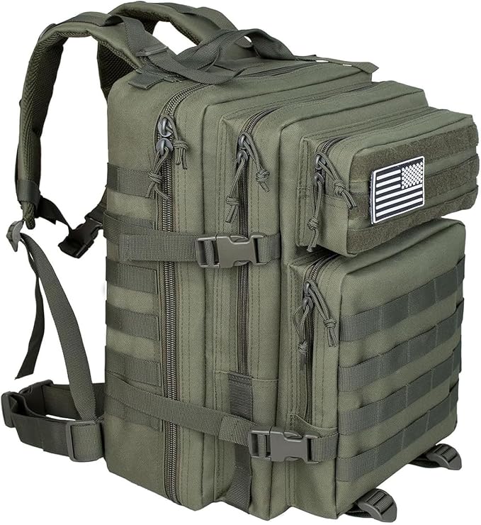 50L Tactical Backpack Training Gym Fitness Bag Outdoor Hiking Camping Army Molle Backpacks for Men Travel (Light Green)