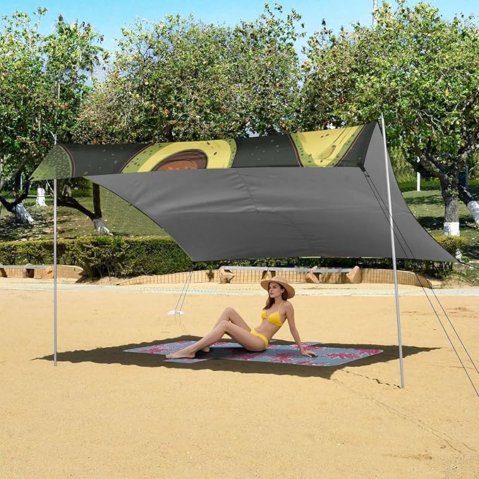 ALAZA Avocado on Black Beach Tent Sun Shelter Portable Canopy Sunshade for Outdoor Camping Picnics Backyard Fun 10x9 ft