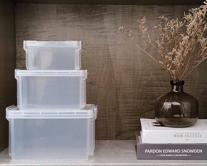 HANAMYA Storage Organizer Set of 1 QT 2.5 QT and 4 QT Storage Containers with Lid Set of 9 Clear