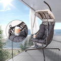 Swing Egg Chair with Stand Indoor Outdoor Wicker Rattan e 350lbs Capacity Hammock Chair for Patio Bedroom with Sunshade Cloth Courtyard Cushion and Pillow(Old W1132P169534)