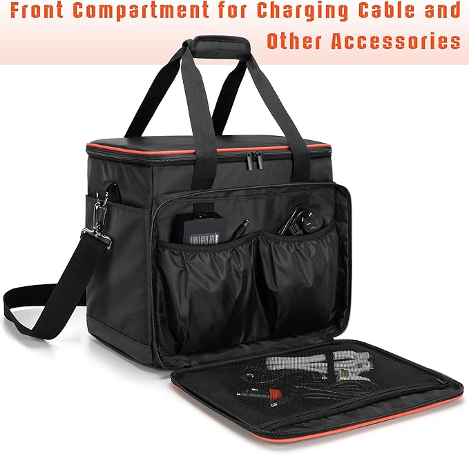 Trunab Travel Carrying Bag Compatible with Jackery Explorer 1500 Portable Power Station Storage Case with Waterproof Bottom and Front Pockets for Charging Cable and Accessories