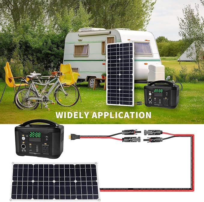 Ansoufien Solar Panel Connector to XT60 Connector Cable 30FT 10AWG Solar to XT60 Charge Extension Cable XT60 (Plug Female) Cable for RV Folding Solar Panel Portable Power Station Solar Generator