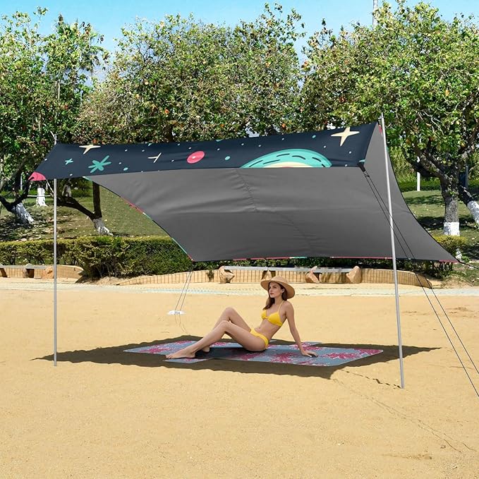 ALAZA Watermelon Cloud Beach Tent Sun Shelter Portable Canopy Sunshade for Outdoor Camping Picnics Backyard Fun 10x9 ft