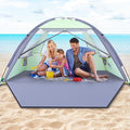 Happy Travel Beach Tent Sun Shelter for 3/4/5/6/7/8 Person Portable UPF 50+ UV Protection Beach Shade Canopy for Family &amp Baby Lightweight &amp Easy Setup Beach Cabana with 3 Ventilation Mesh W