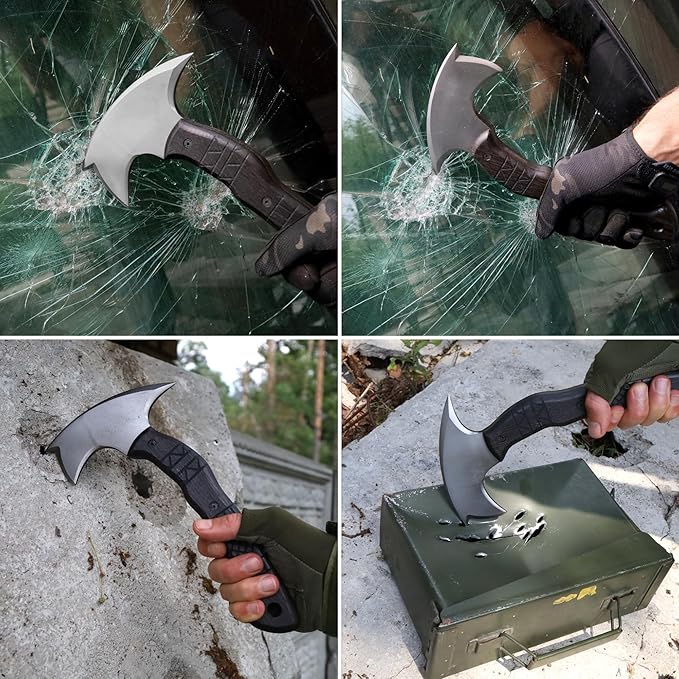 AncientSmithy Compact Tactical Tomahawk 11 Full Tang Camping Axe with Sheath Small Survival Hatchet Bushcraft Tomahawks for Outdoor with Spike