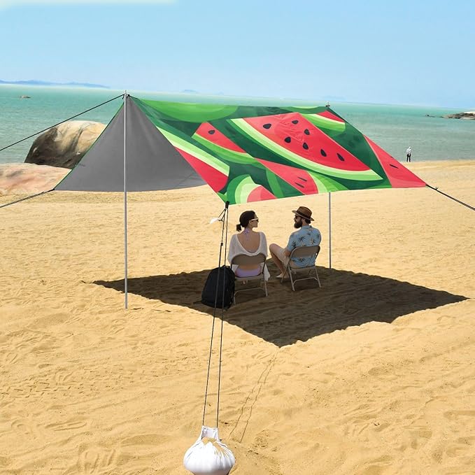 ALAZA Watermelon Slices Summer Beach Tent Sun Shelter Portable Canopy Sunshade for Outdoor Camping Picnics Backyard Fun 10x9 ft