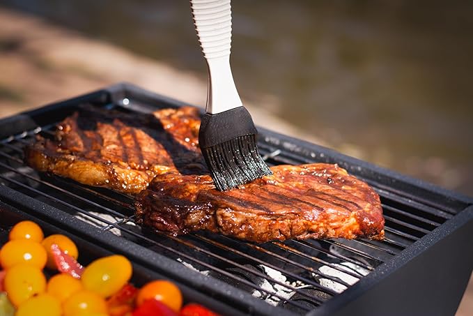 AGG Portable Charcoal Grill - 2-in-1 Tabletop BBQ &amp Griddle Combo - Compact Mini Barrel Grill for Camping Balcony &amp Tailgating - Includes Apron Heat-Resistant Gloves &amp Tongs -Small Outdo
