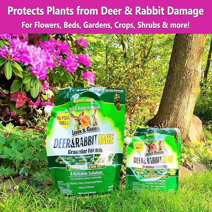 Nature's Mace Deer &amp Rabbit Repellent 25 Pound Bag Repel Deer from Your Home Garden Deterrent Safe to use Around Children Plants Produce Protect Your Garden Instantly Plant Safe