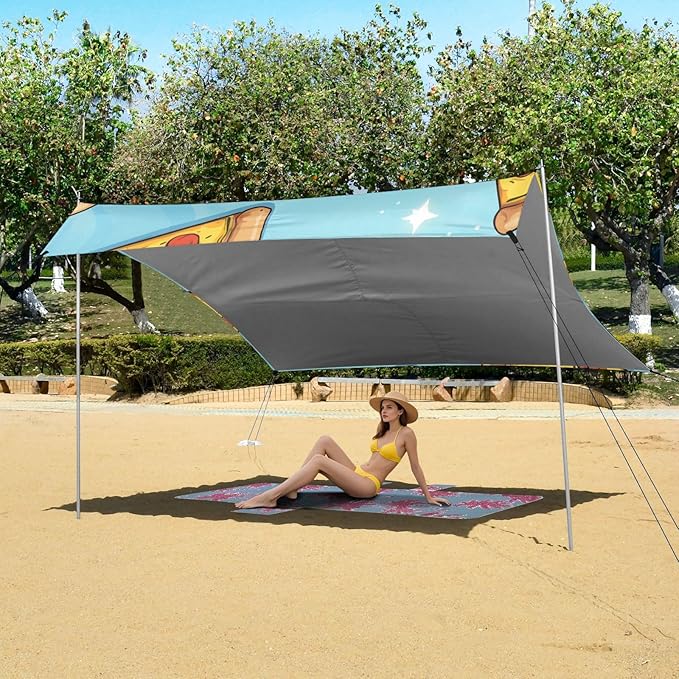 ALAZA Pizza Star Beach Tent Sun Shelter Portable Canopy Sunshade for Outdoor Camping Picnics Backyard Fun 10x9 ft