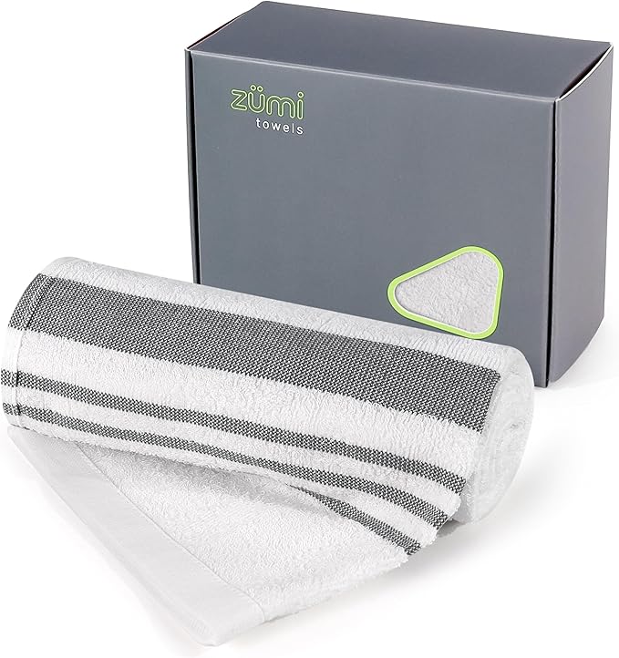 Zumi MINI 100% Cotton Camping Travel Towel - Small Ultralight Fast Drying Highly Absorbent Soft and Gentle on The Skin Safe for The Planet (28 x 13 White)