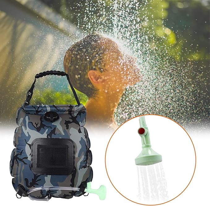 ALI2 Solar Shower Bag 5 Gal/20L Solar Heating Camping Shower Bag with Removable Hose&ampOn-Off Switchable Shower Head for Camping Traveling Hiking Beach Swimming