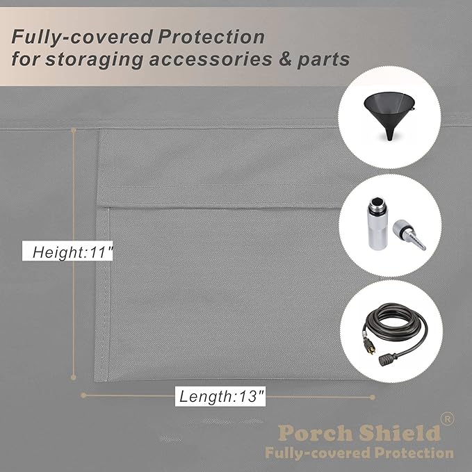 Porch Shield Waterproof Generator Cover - Heavy Duty Cover for Portable Generator 3000 to 5000 Watt (26L x 20 W x 20 H inches Black &amp Gray)