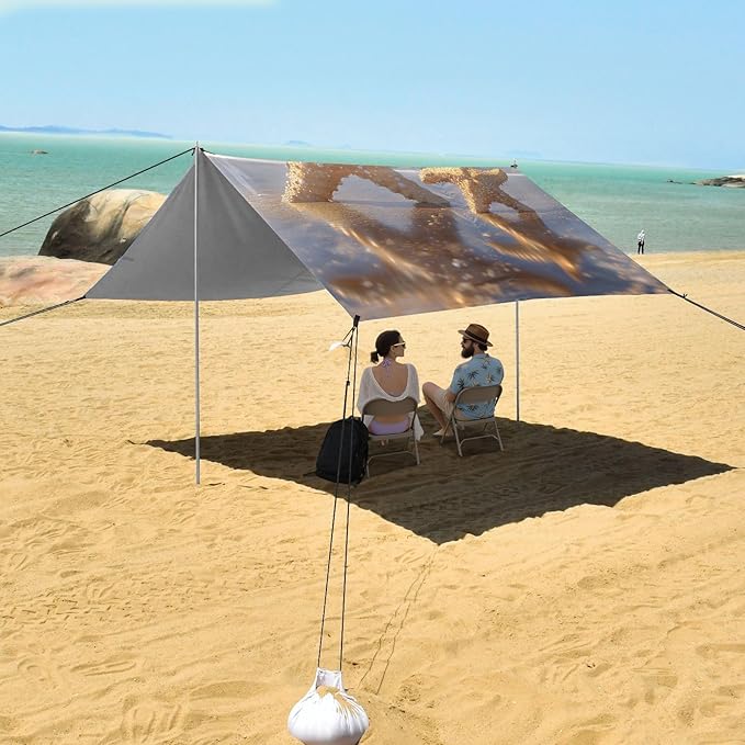 ALAZA Two Stand Starfish Beach Blue Sky Beach Tent Sun Shelter Portable Canopy Sunshade for Outdoor Camping Picnics Backyard Fun 10x9 ft